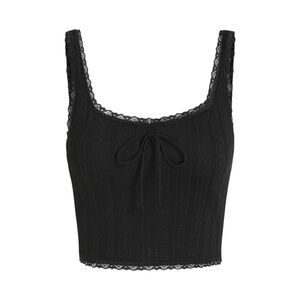 Cider | Solid Lace Trim Bowknot Rib Knit Tank Rop | NWOT